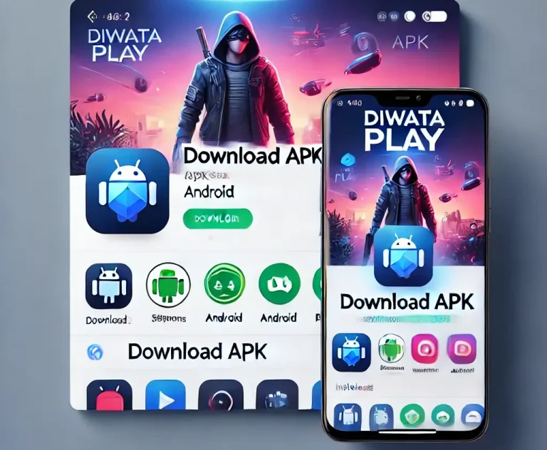 A user-friendly download page for Diwata Play featuring the APK download option for Android. The design includes a prominent "Download APK" button, Android device icons, and a step-by-step installation guide, with a modern layout optimized for mobile users.