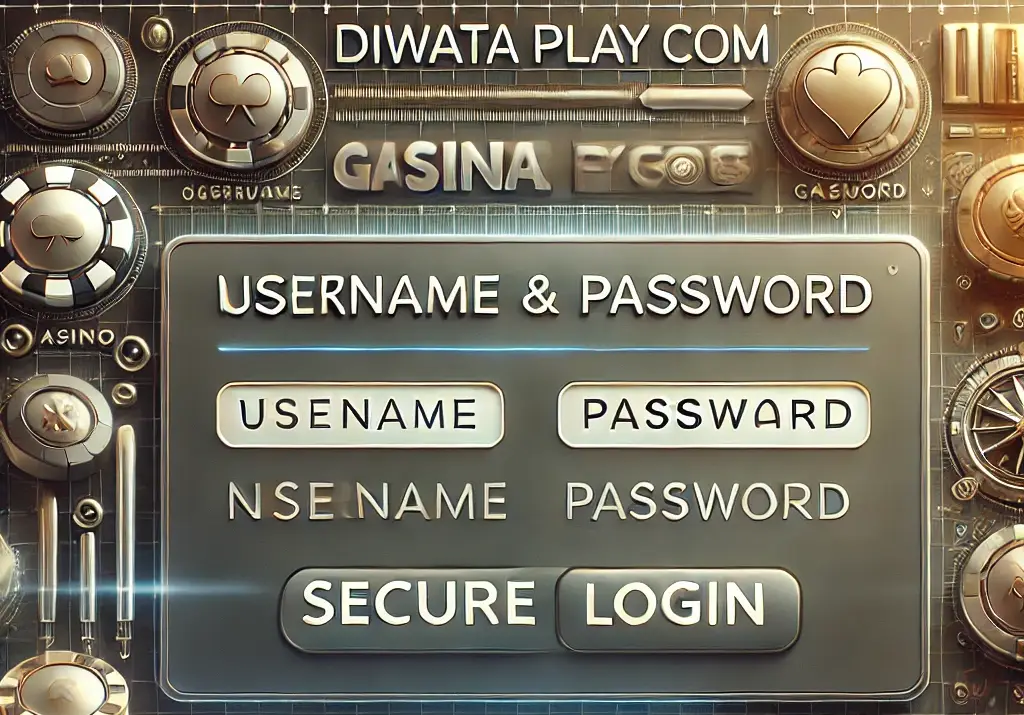 A sleek and modern login page for Diwata Play com, featuring input fields for username and password, along with a secure login button. The background includes digital elements such as coins and casino game icons, emphasizing the security and ease of accessing your account for casino gaming.